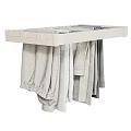 Light Colored Clothes on White Wall Mounted Hanger with Long Sleeve Tops and Pants