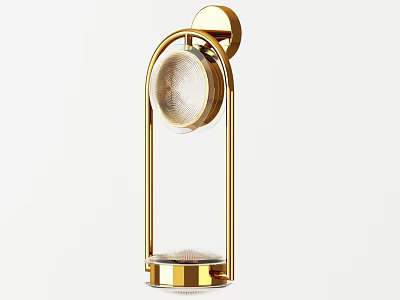Modern Gold Frame Wall Lamp With Circular Glass Lampshade And Metal Base 3d model