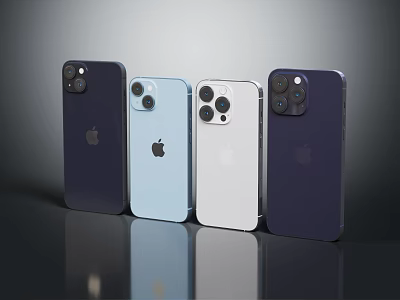 Apple Smartphones In Various Colors Featuring Camera Modules And Sleek Design 3d model