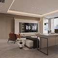 Modern Open Concept Living Dining Room With Beige Sofa Coffee Table Plant And Display Cabinet