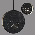Black Round Floor Lamp With Starry Sky Design And Bright Stars