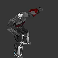 Mechanical Robot Model With Gray Red White Building Blocks And Joints Structure