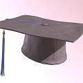 Classic Gray Graduation Cap Featuring Square Top And Blue Tassel 3d model
