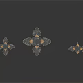 Three Metallic Industrial Mechanical Components With Intricate Textures And Long Structures