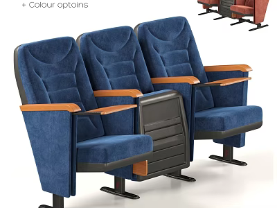 Blue Leisure Chairs With Wooden Armrests Row Design And Colour Options 3d model