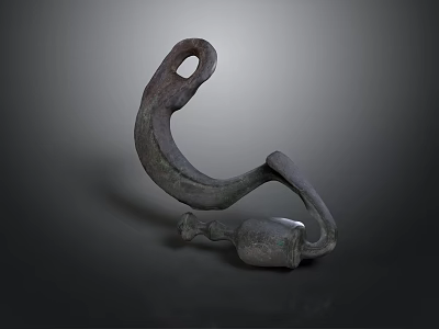 Modern Abstract Metal Sculpture Carving With Curved Design And Smooth Lines Structure 3d model