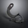 Modern Abstract Metal Sculpture Carving With Curved Design And Smooth Lines Structure