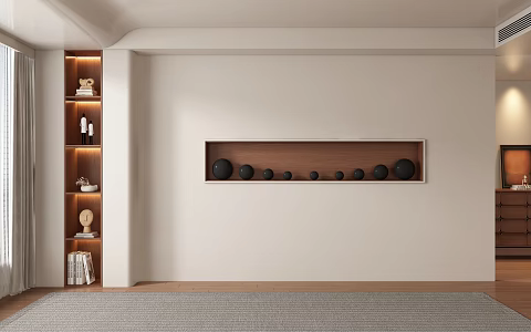 Ancient style living room dining room tea room background wall 3d model