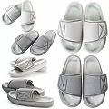 Gray and White Slippers with Crisscross Straps and Minimalist Modern Comfortable Design