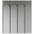 Elegant Gray Arched Panel Doors with Metal Handles for Modern Interior Spaces 3d model