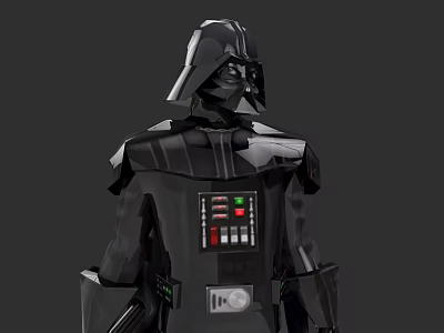 Darth Vader Movie Character In Black Armor With Breathing Apparatus And Control Panel Back View 3d model