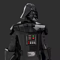 Darth Vader Movie Character In Black Armor With Breathing Apparatus And Control Panel Back View