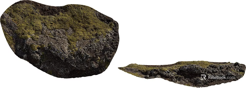 Mossy Stone And Natural Wood Elements For Outdoor Decorative Projects 3d model