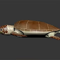 3D Rendered Brown And White Turtle With Textured Shell And Spotted Limbs On Dark Background