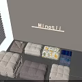 Minotli Bedding Collection Featuring Soft Gray Beige Blue and Patterned Stacked Designs 3d model