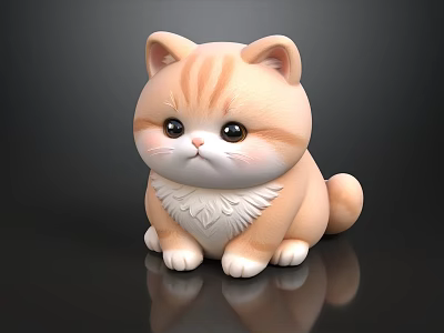 Cute Orange And White Cat Plush Toy With Big Ears Large Eyes And White Paws 3d model