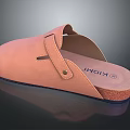 Light Brown Suede Slippers With Cork Sole And Comfortable Strap Design 3d model