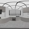 Modern Living Dining Room Interior With Gray Sofa TV Wall Area Rug And Chandelier