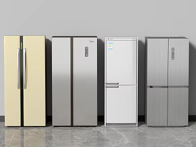 Various Color Refrigerator Freezers With Different Door Styles And Modern Designs 3d model