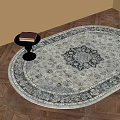 Classic Square Carpet With Intricate Medallion Pattern And Border On Wooden Floor