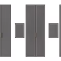 Modern Grey Storage Cabinets With Sleek Panel Details And Wooden Doors Design