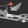 Detailed Car Chassis Structure With Seats Steering Wheel And Component Parts