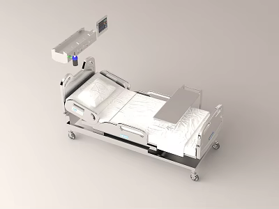 Advanced Medical Hospital Bed With Adjustable Mattress And Display Screen 3d model