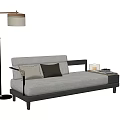 New Chinese-style chaise longue double sofa bench new Chinese-style floor lamp 3d model