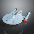 Silver Cosmic Spaceship Model With NCC1650 Number And Red Engine Lights 3d model