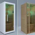 Modern Shower Sauna Design With Glass Door And Wooden Interior Structure
