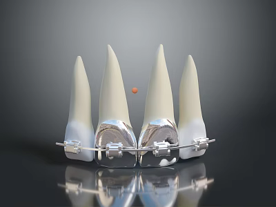 Industrial Equipment With Four Conical Components Metal Base And Orange Positioning Ball 3d model