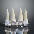Industrial Equipment With Four Conical Components Metal Base And Orange Positioning Ball