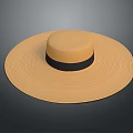 Stylish Wide Brim Straw Hat With Beige Color And Black Ribbon