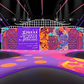 Fashion Runway Stage With Colorful Lighting And Decorative Circular Design
