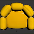 Stylish Modern Yellow Chair With Puffy Block Design And Metallic Spider Legs For Contemporary Interior