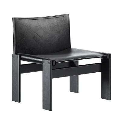 Sleek Modern Leisure Chair With Black Leather Upholstery And Wooden Frame 3d model