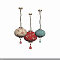 Chinese Style Lantern Shaped Chandeliers With Plum Blossom Patterns And Colorful Tassels