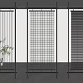 Modern Room Dividers With Vertical Slats Grid And Horizontal Patterns For Interior 3d model