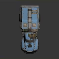 Blue Modified Truck With Mechanical Roof Equipment And Rustic Vintage Design