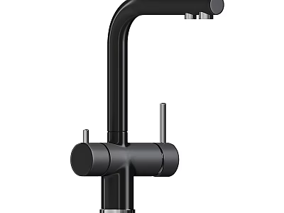 Matte Black Modern Kitchen Faucet With Dual Handles And Swivel Spout Design 3d model