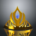 Golden Crown Fashion Accessory With Blue Gemstone And Flame Shaped Design
