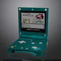 Teal Retro Handheld Game Console With Screen Displaying Game Graphics And Buttons