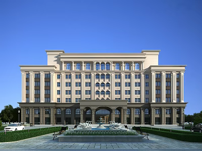 European-style hotel architecture five-star hotel 3d model