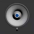 Computer Megaphone With Blue White Body Gray Edge And Dark Background Reflection 3d model