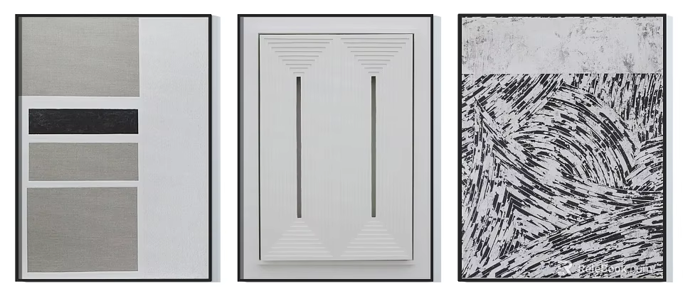 Three Modern Wall Art Pieces Featuring Abstract Patterns And Textured Designs 3d model