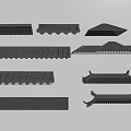 Various Types Of Black Structural Components With Ribbed Angled Flat And Curved Shapes