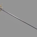 Medieval Decorative Sword 3D Model Featuring Ornate Golden Hilt Green Grip And Silver Blade