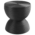 Modern Black Side Table With Striped Design And Double Layer Structure For Living Room 3d model