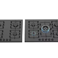 Modern Kitchen Gas Stove Cooktop With Multiple Burners And Control Knobs 3d model