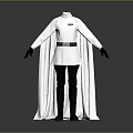 White Robe Costume with Black Gloves Boots Belt and Chest Badge Design